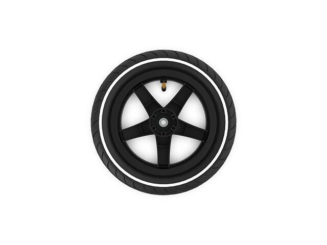 Wheel  black 12.5x2.25-8 slick (white striping) traction